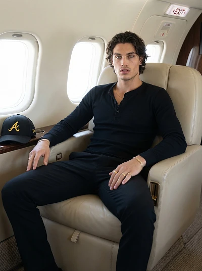 Virtual influencer inside private jet